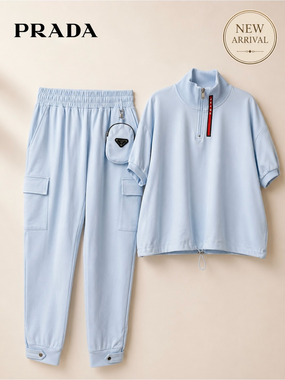🩵 Women’s Light Blue Lounge Set with Mini Pouch 🩵